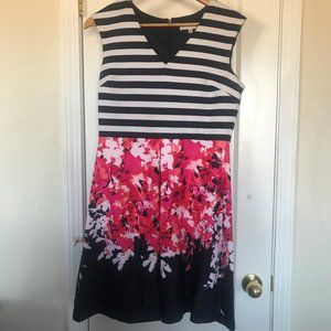 Floral and stripe sleeveless dress